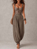 Lace Bandeau Pleated Harem Pants Set