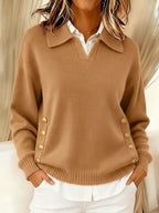 Tessa Gold Button Polo Sweater