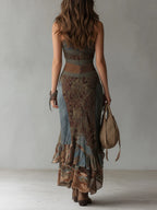 Billie Printed One-Shoulder Maxi Dress With High Slit