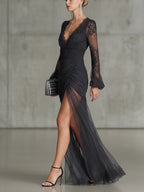 Tessa™ - Lace Ruched Sheer Dresss