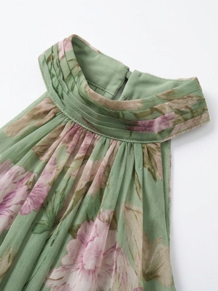 Isla Floral Chiffon Halter Maxi Dress