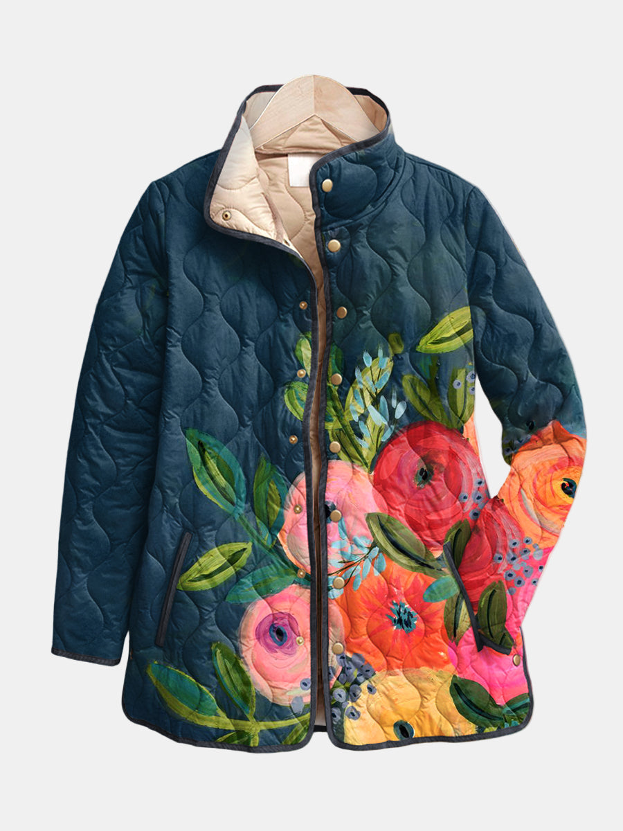 Claire | Painted Floral Quilted Jacket