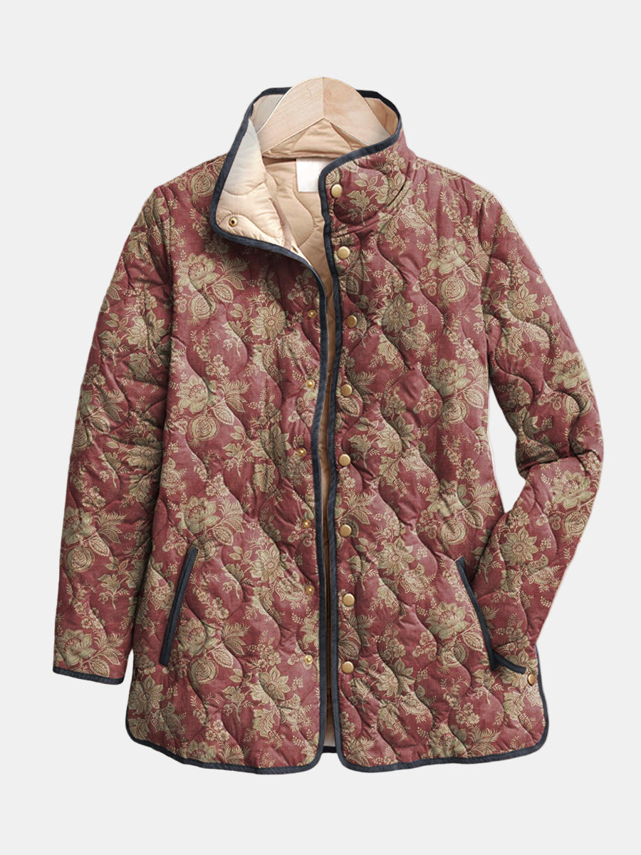 Caroline | Plum Damask Quilted Jacket