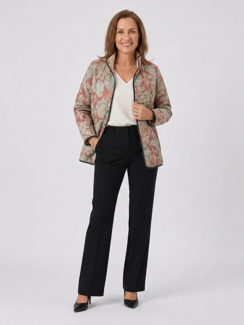 Natalie | Terracotta Damask Quilted Jacket