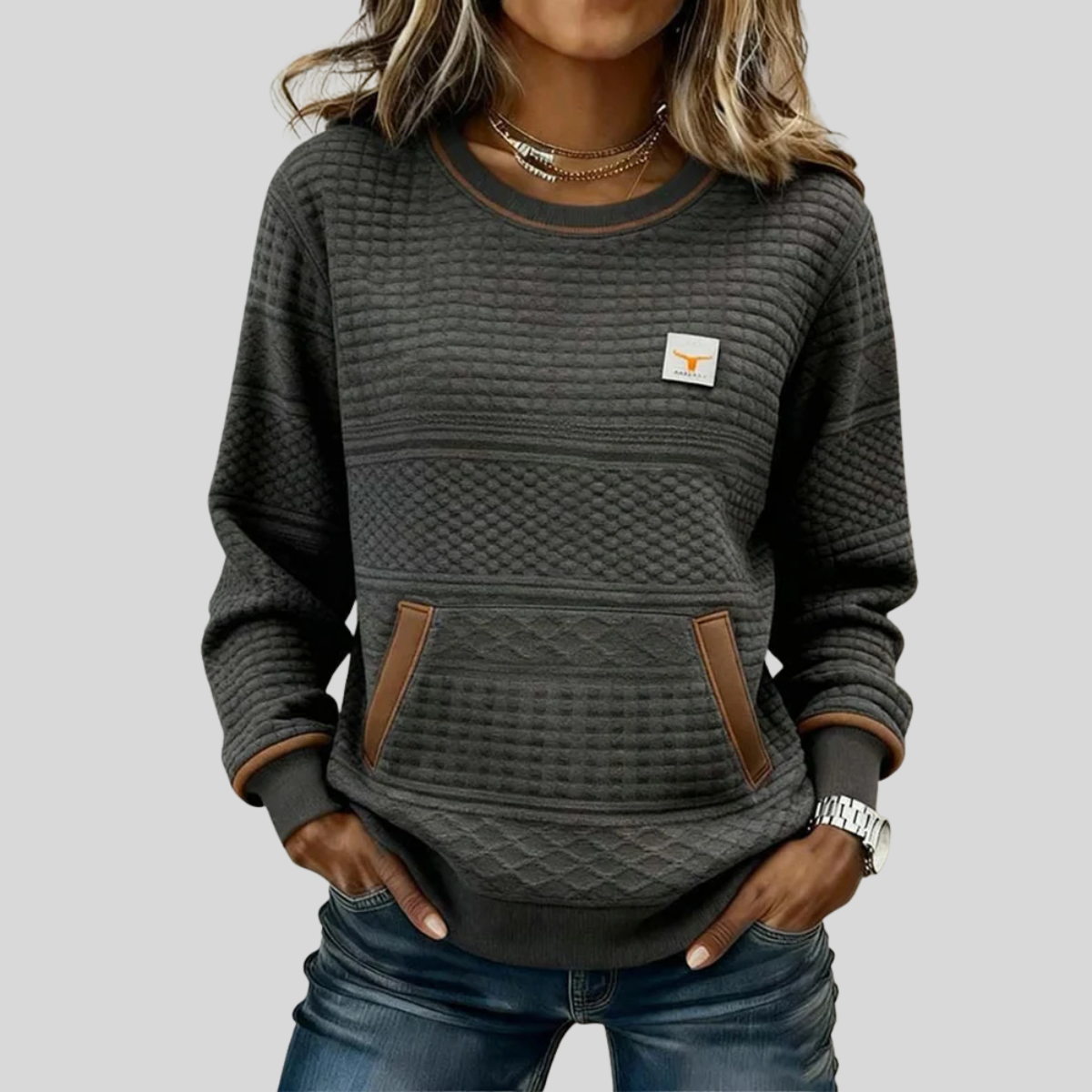 Deborah | Textured Crewneck Sweatshirt