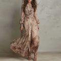Amelie | Vintage Floral High-Neck Maxi Dress for Women