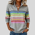 Hazel | Colorful Striped Quarter-Zip Sweatshirt
