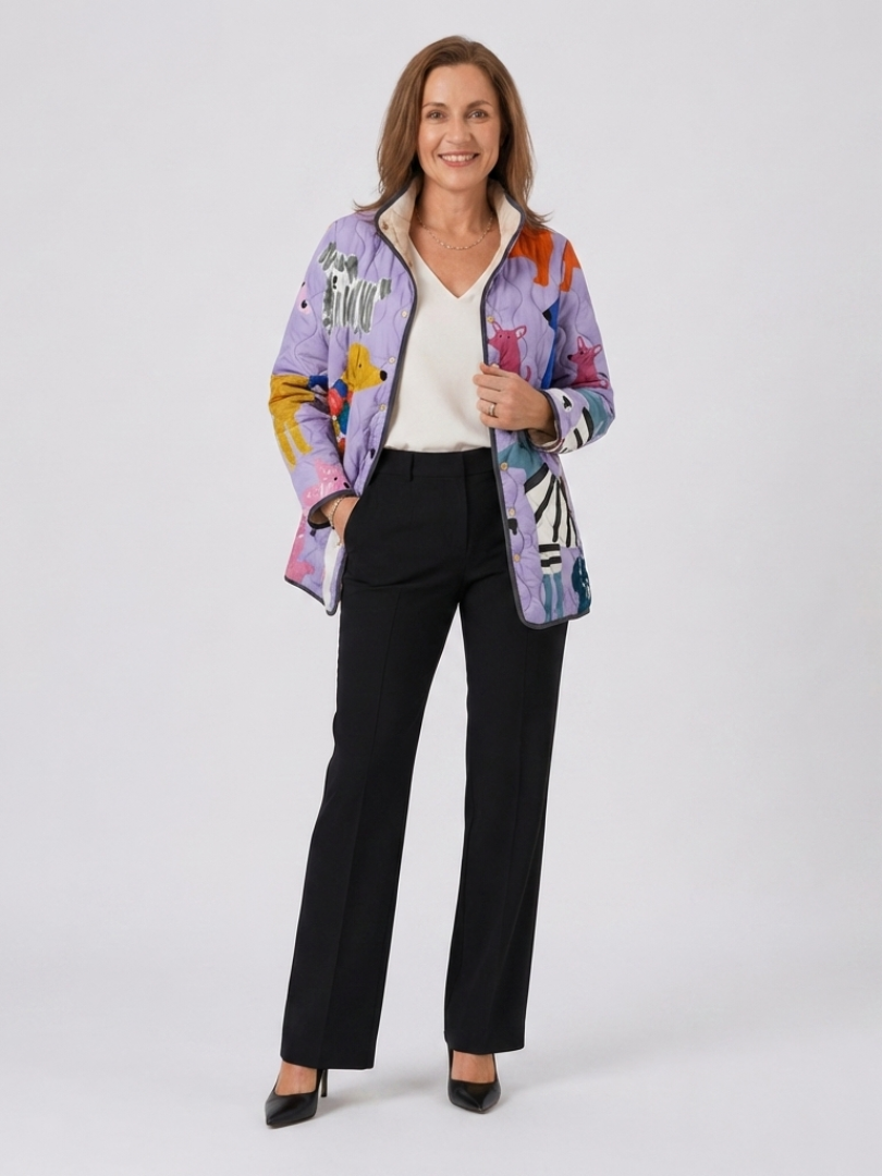 Sadie | Puppy Print Quilted Jacket