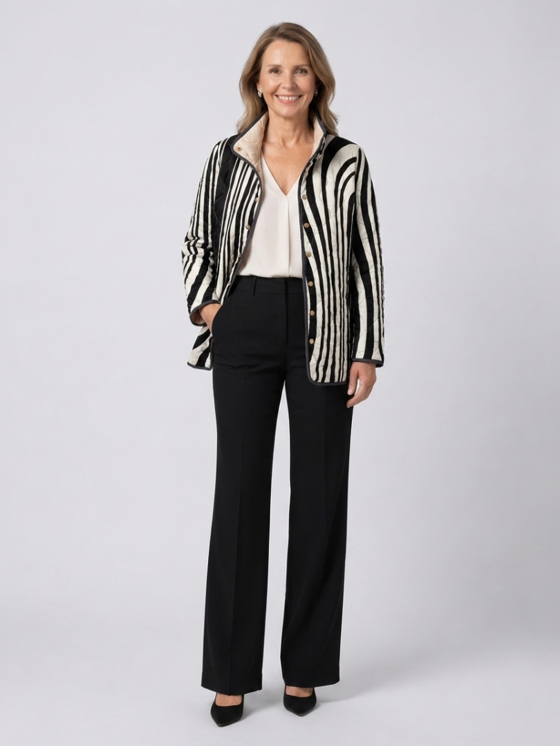 Reagan | Wavy Stripe Quilted Jacket