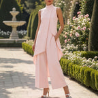 Valentina | Elegant Jumpsuit with High Neck Draped Top