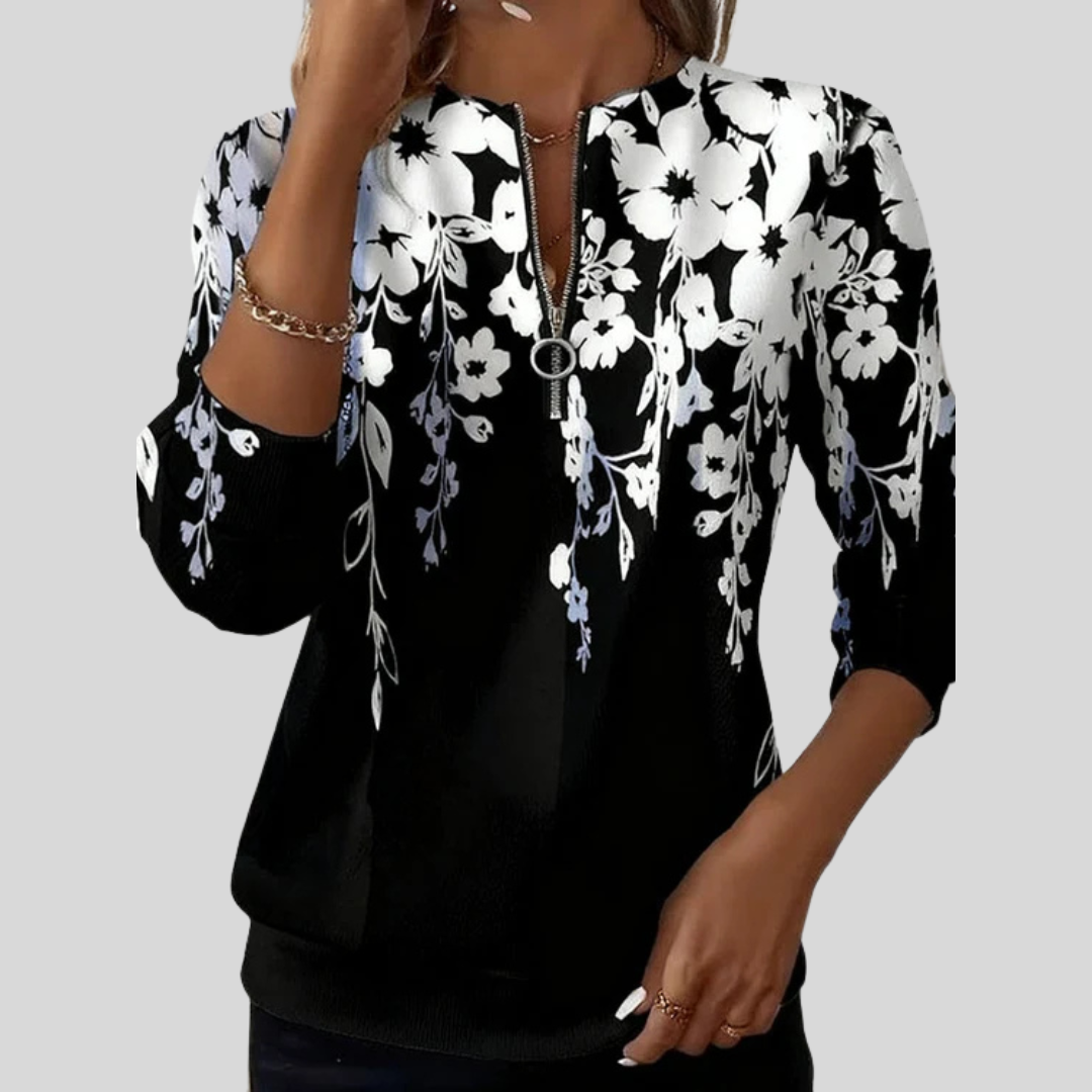 Millie | Floral Zip-Neck Sweatshirt