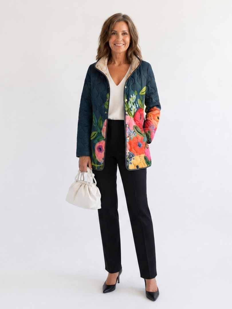 Claire | Painted Floral Quilted Jacket