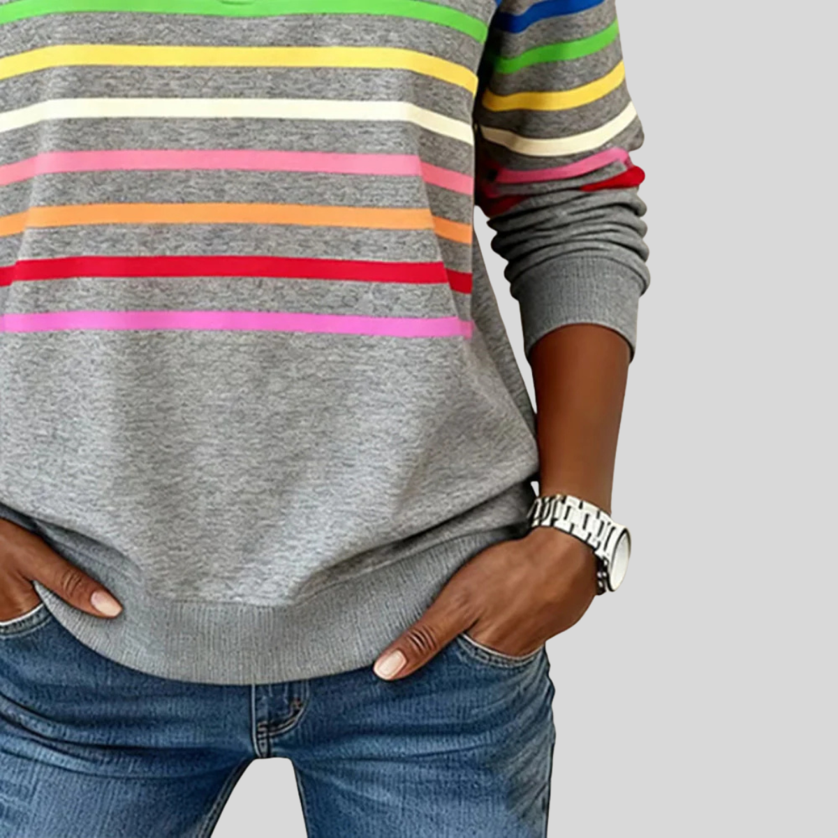 Hazel | Colorful Striped Quarter-Zip Sweatshirt