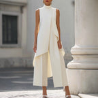 Valentina | Elegant Jumpsuit with High Neck Draped Top