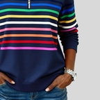 Hazel | Colorful Striped Quarter-Zip Sweatshirt