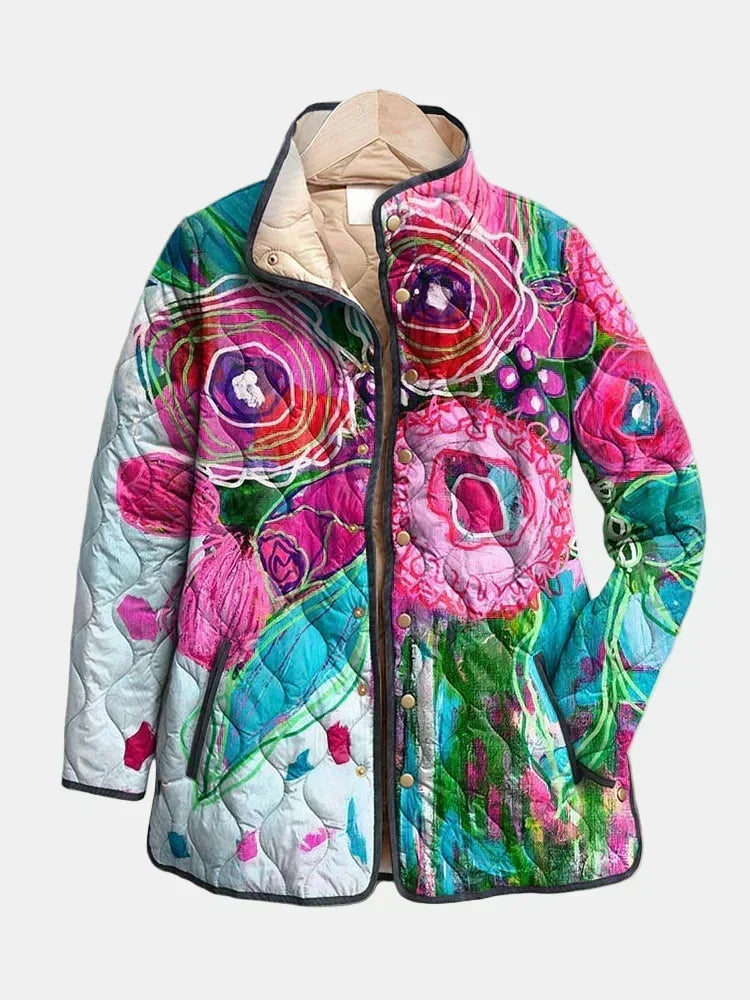 Hailey | Watercolor Floral Quilted Jacket