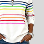 Hazel | Colorful Striped Quarter-Zip Sweatshirt