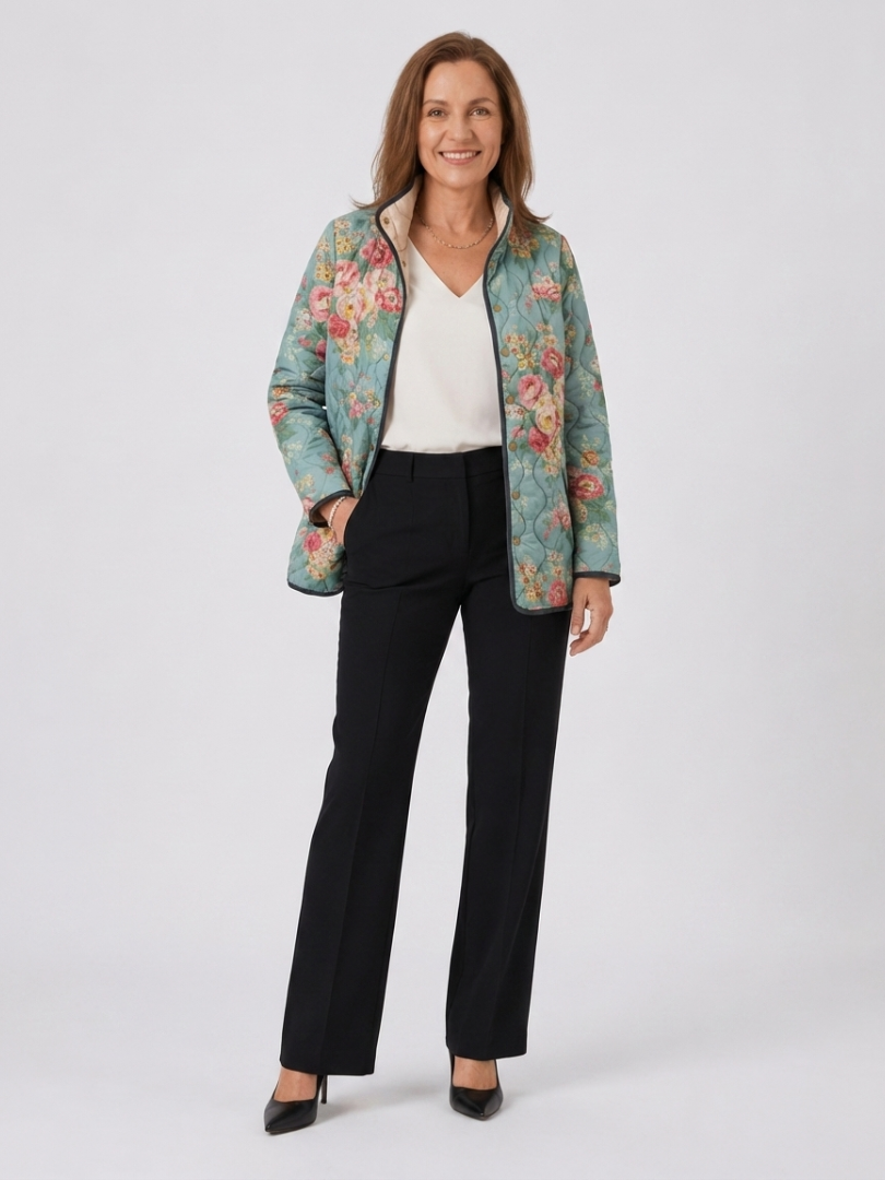 Josephine | Celadon Rose Quilted Jacket