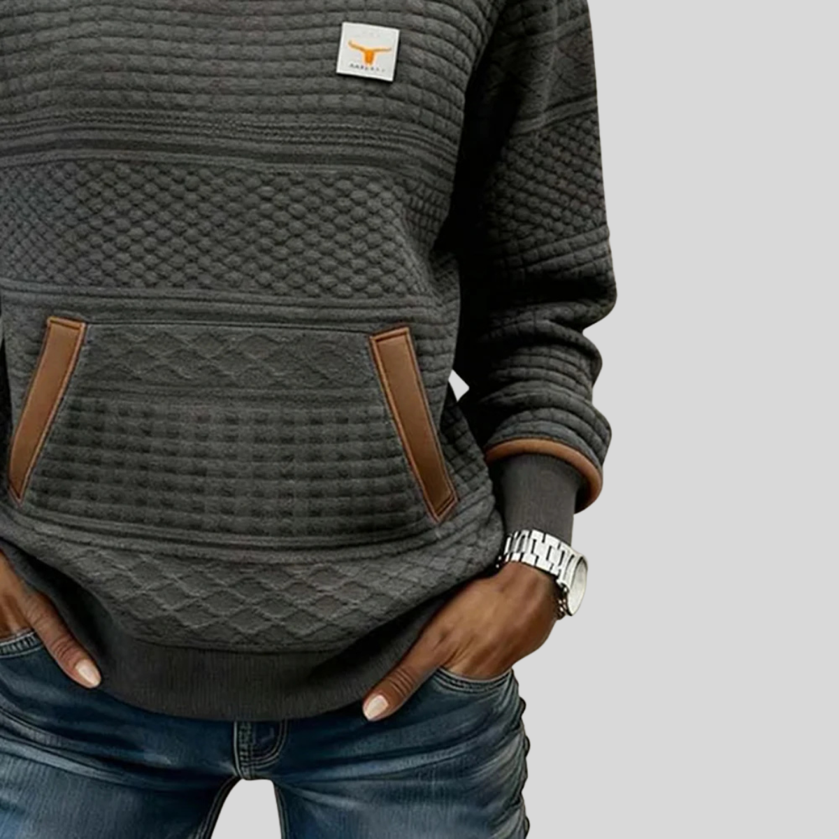 Deborah | Textured Crewneck Sweatshirt