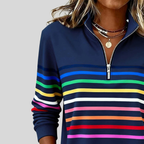 Hazel | Colorful Striped Quarter-Zip Sweatshirt