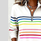 Hazel | Colorful Striped Quarter-Zip Sweatshirt