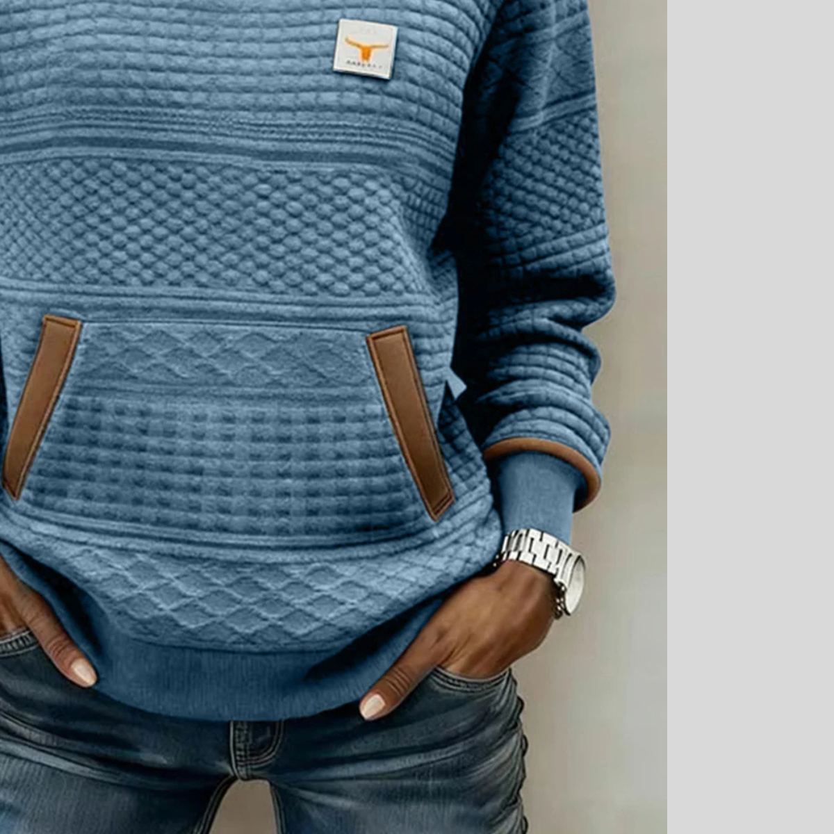 Deborah | Textured Crewneck Sweatshirt
