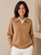 Tessa Gold Button Polo Sweater