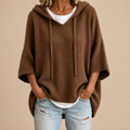 Brown Knitted Poncho with Hood