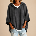 Hooded Knit Poncho in Gray