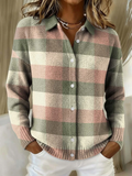 Grace | Pastel Plaid Knit Cardigan