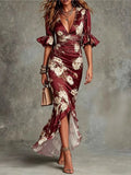 Valeria – Flutter Sleeve Wrap Maxi Dress