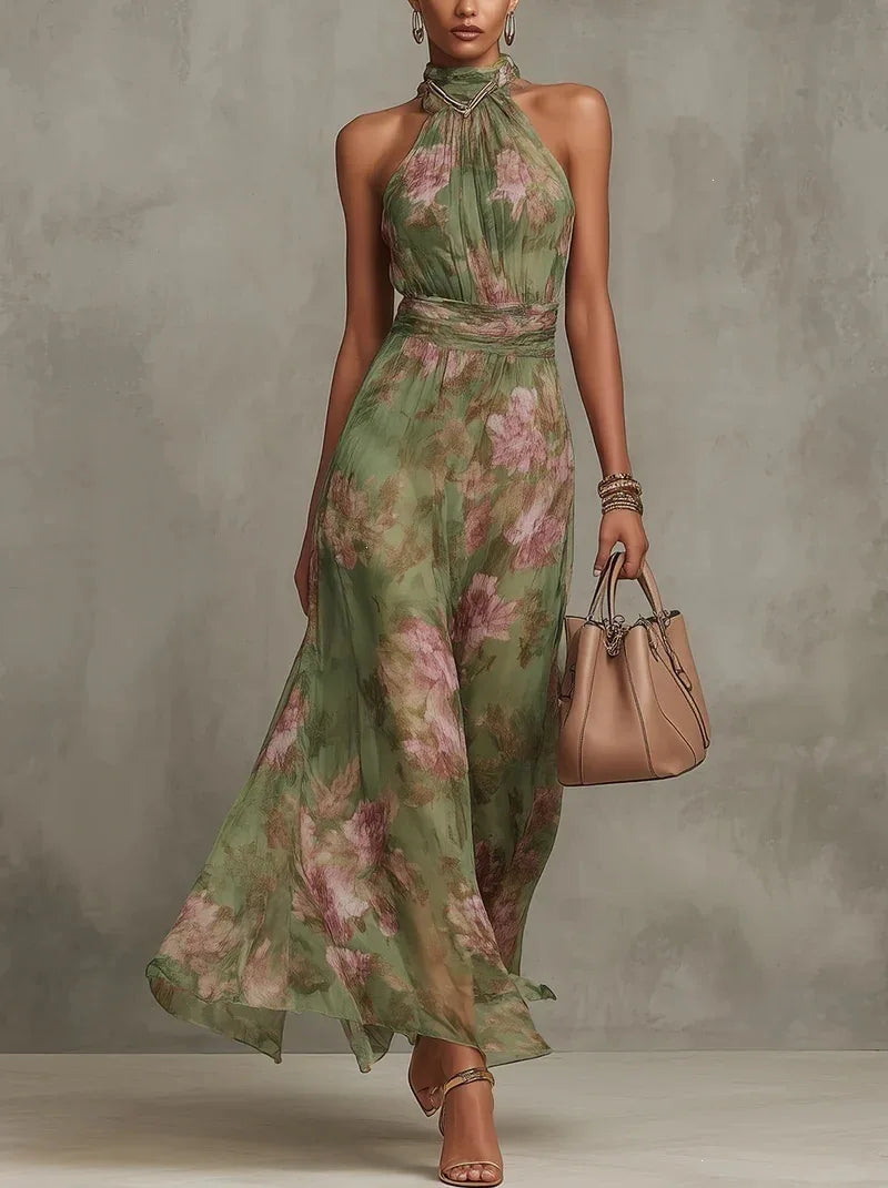Aurelia – Halter Chiffon Maxi Dress