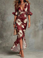 Valeria – Flutter Sleeve Wrap Maxi Dress