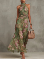 Aurelia – Halter Chiffon Maxi Dress
