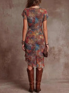 Livia – Watercolour V-Neck Midi Dress