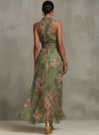 Isla Floral Chiffon Halter Maxi Dress