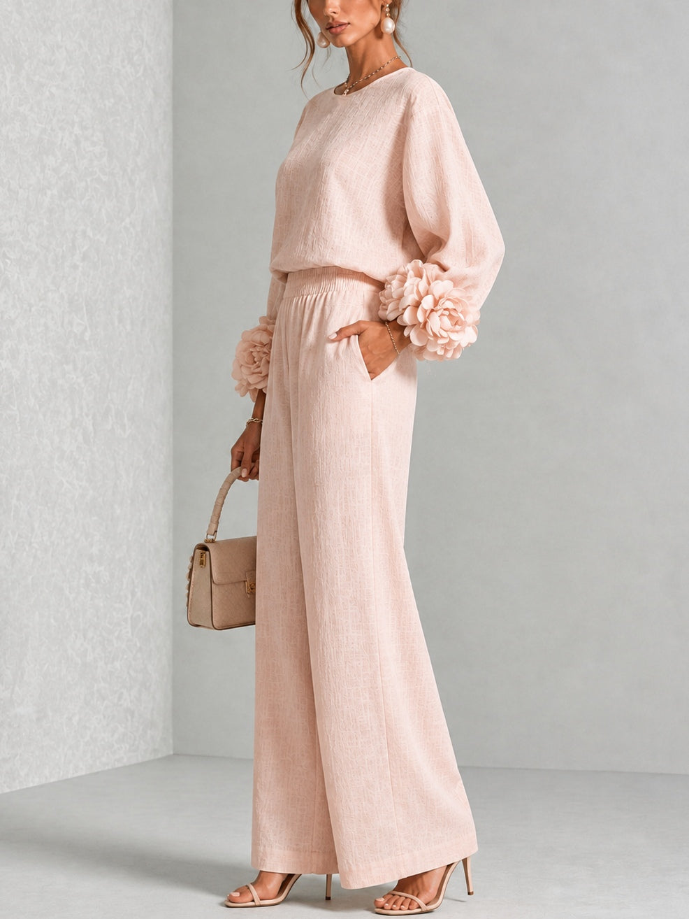 Eli | Elegant Two-Piece Set with Floral Sleeves