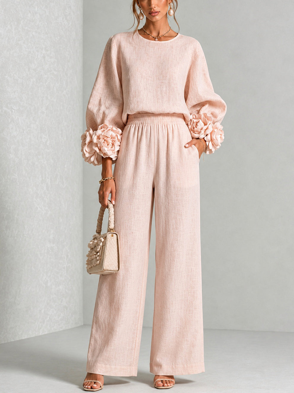 Eli | Elegant Two-Piece Set with Floral Sleeves