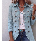 Willa Sky Blue Paisley Ruffle Jacket