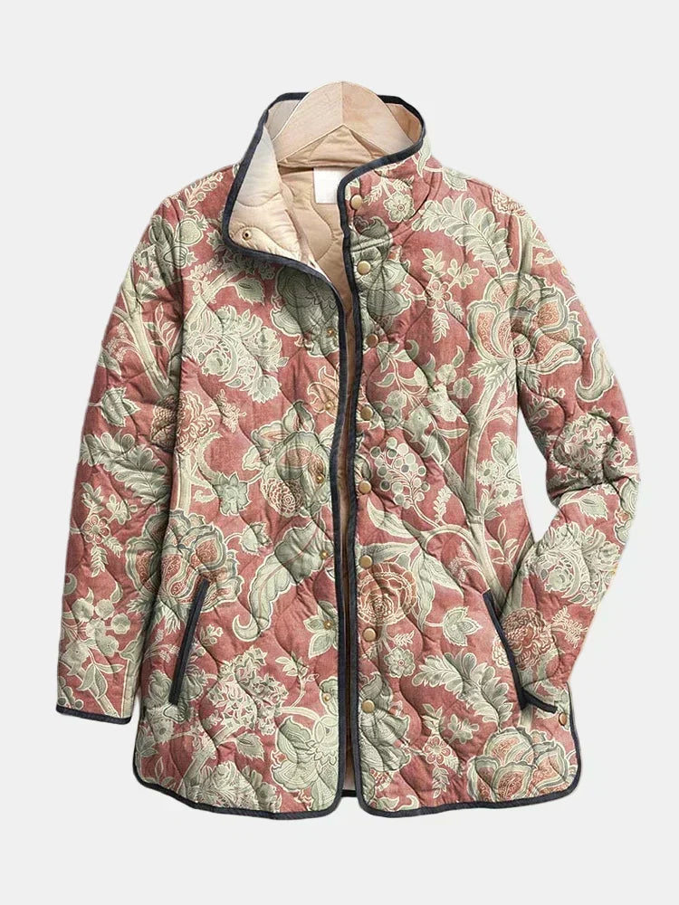 Natalie | Terracotta Damask Quilted Jacket