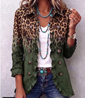Blakely Olive Leopard Ombre Ruffle Blazer