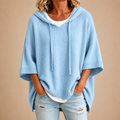 Light Blue Hooded Knit Poncho