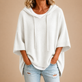 White Hooded Knit Poncho