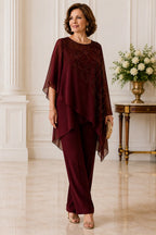 Embroidered Chiffon Overlay Mother of the Bride Pant Suit