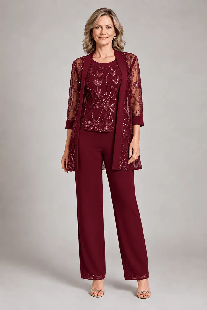 Graziana Burgundy | Formal Chiffon Set