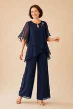 Allison | Keyhole Neckline Set with Chiffon