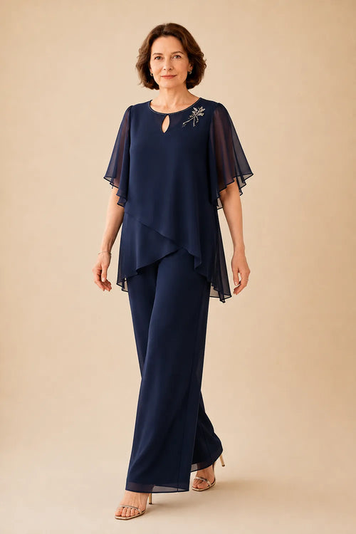 Allison | Keyhole Neckline Set with Chiffon