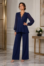 Victoria | Complete V-Neck with Layered Chiffon