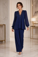 Victoria | Complete V-Neck with Layered Chiffon